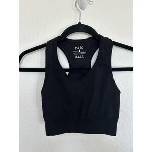 NUX Black Racerback Moderate Compression Keyhole Sports Bra - S